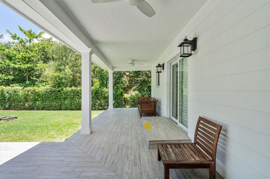 The deck in the backyard