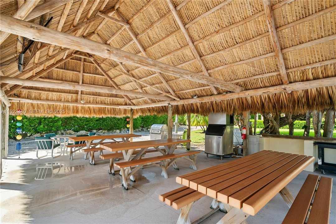 Tiki with BBQ and Ice Maker and TV