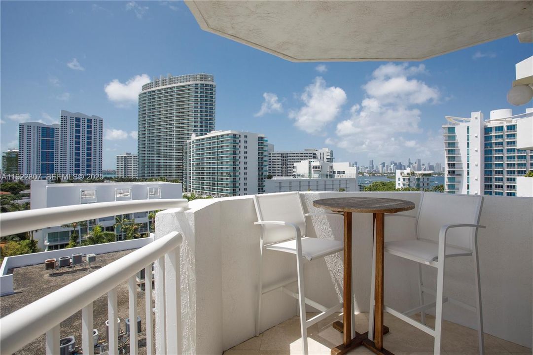Open balcony with expansive city views and plenty of room for outdoor seating—ideal for enjoying sunrise and sunset moments.