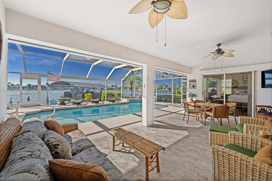 Relax in the lanai, just steps from the pool