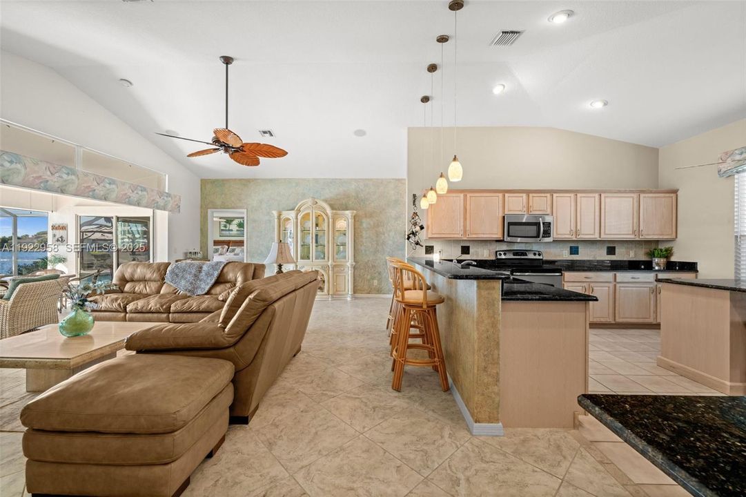 Living Room and Kitchen with breakfast bar