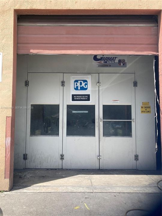 Spray Booth entrance thru back of building