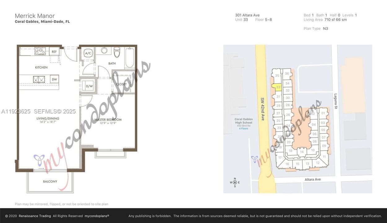 For Rent: $3,600 (1 beds, 1 baths, 709 Square Feet)