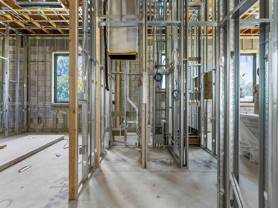 Hall way to bedrooms and AC closet / AV tech