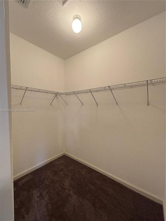 Primary bedroom walk in closet