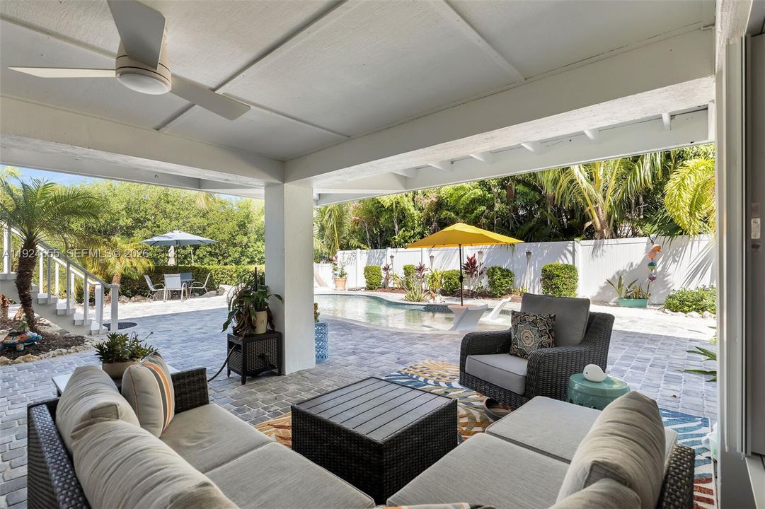 Shaded lounging area