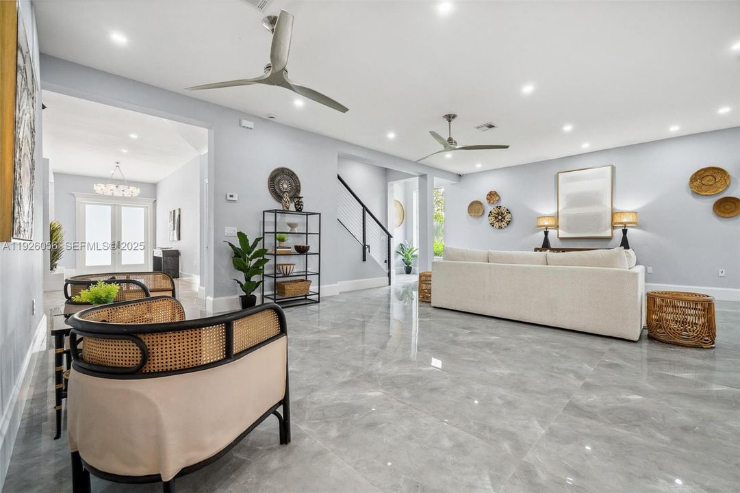 A view from the living room toward the foyer