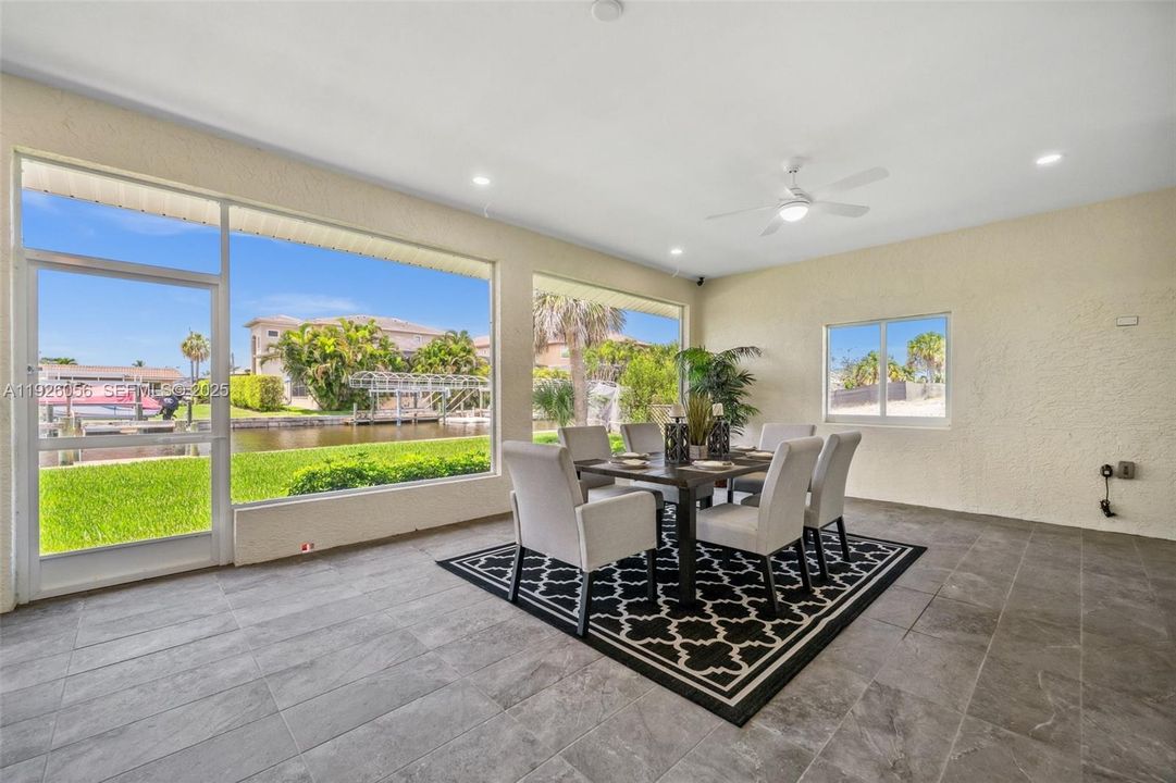 View the Direct Gulf Access Canal from the Screened Lanai