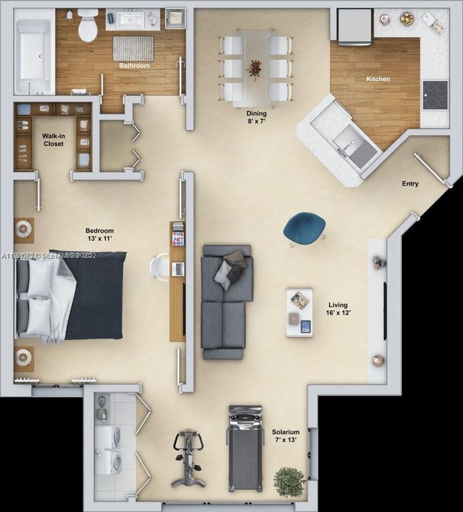 В аренду: $1,800 (1 спален, 1 ванн, 743 Квадратных фут)