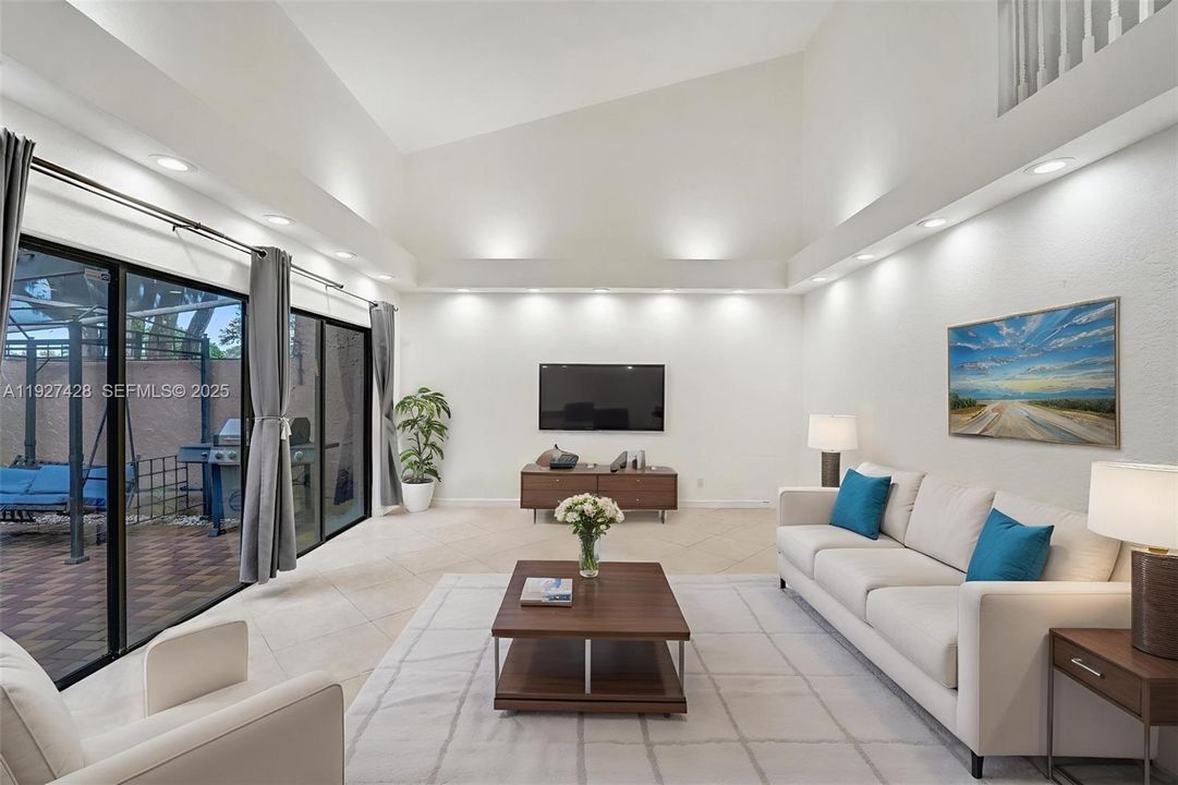 Large living room and dining area