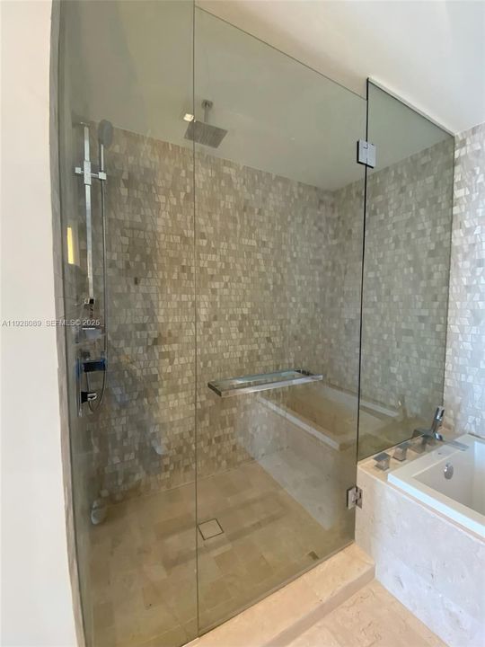 Separate shower and bathtub