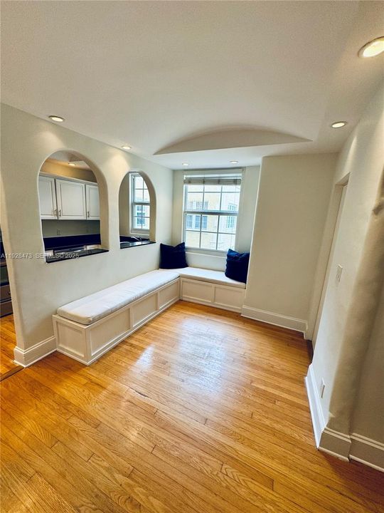 Extra storage under the custom built in benches