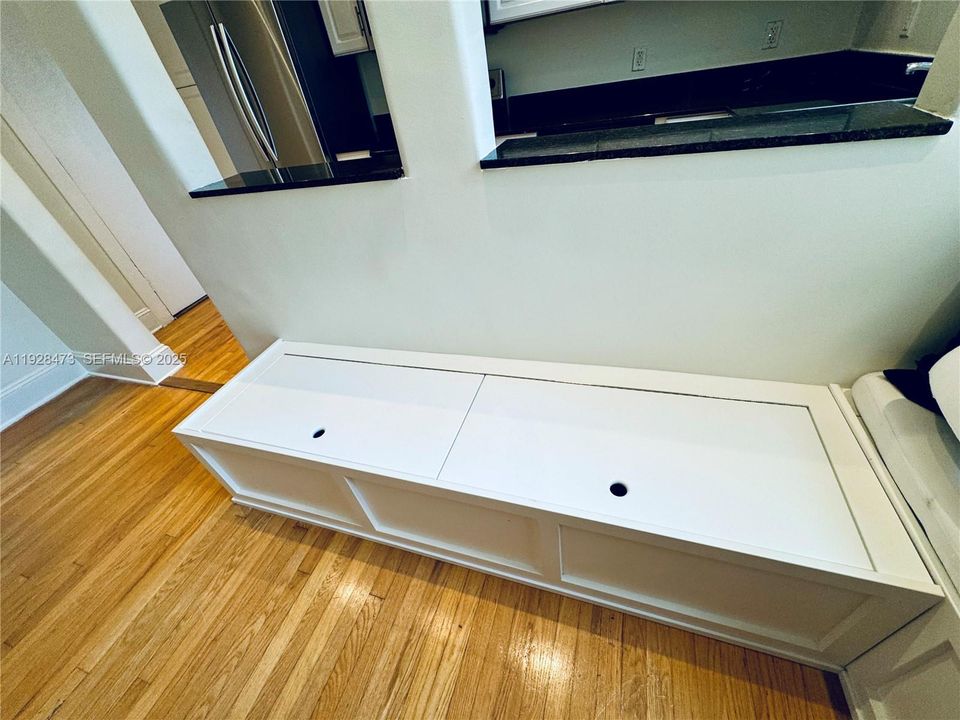 Extra storage under the custom built in benches