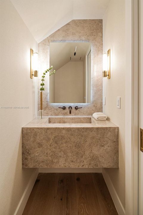 Powder Room with Integrated Vanity