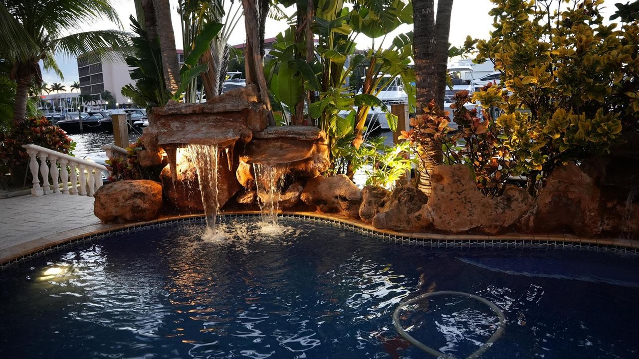 waterfall on pool