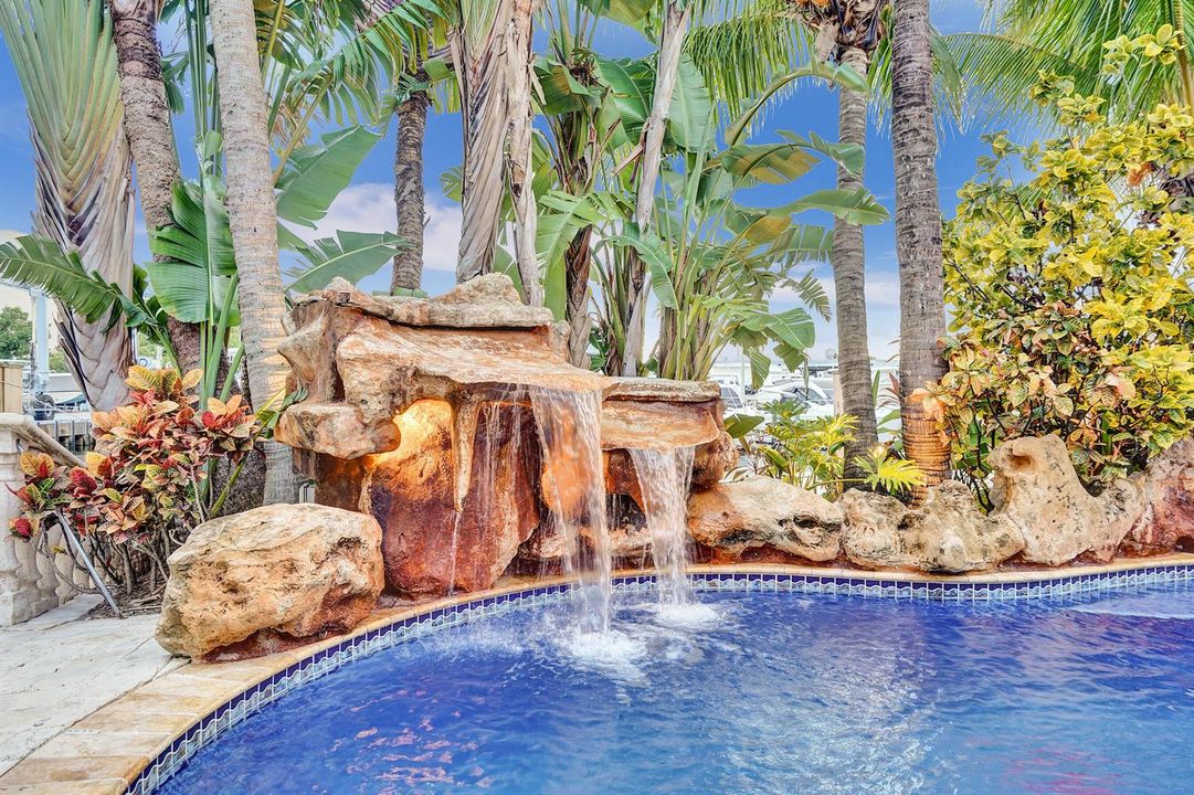 waterfall on pool
