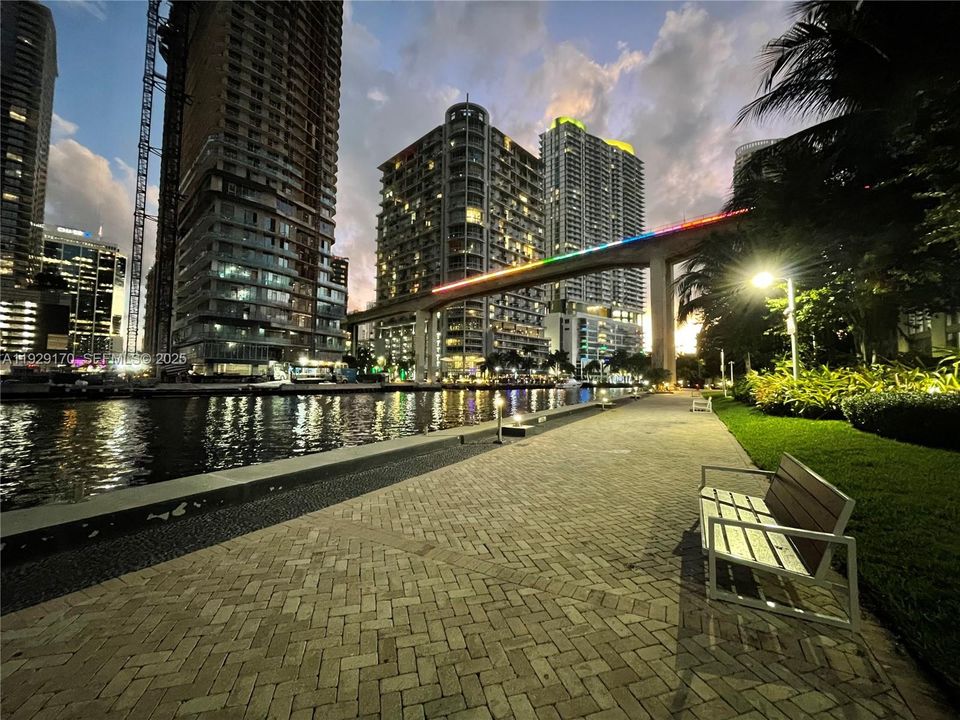 Literally "steps" away from the building and the community Newer Boardwalk right on Miami River.