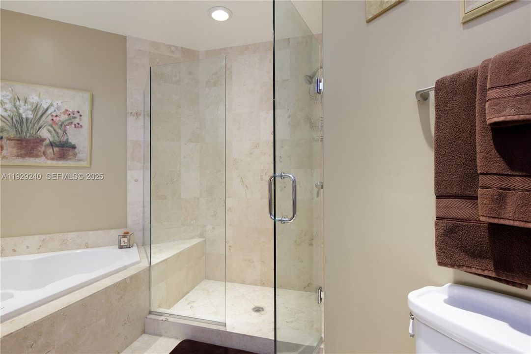 Master bathroom with separate tub and shower