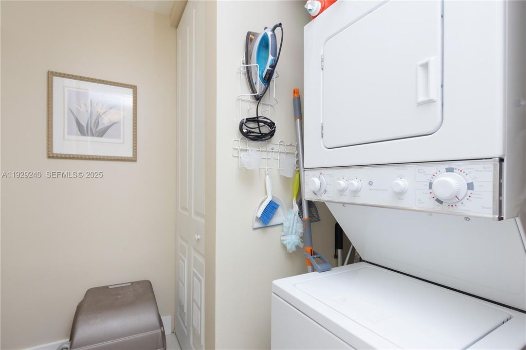 Comfortable utility room with exit door to the pool elevator on the east side of the building