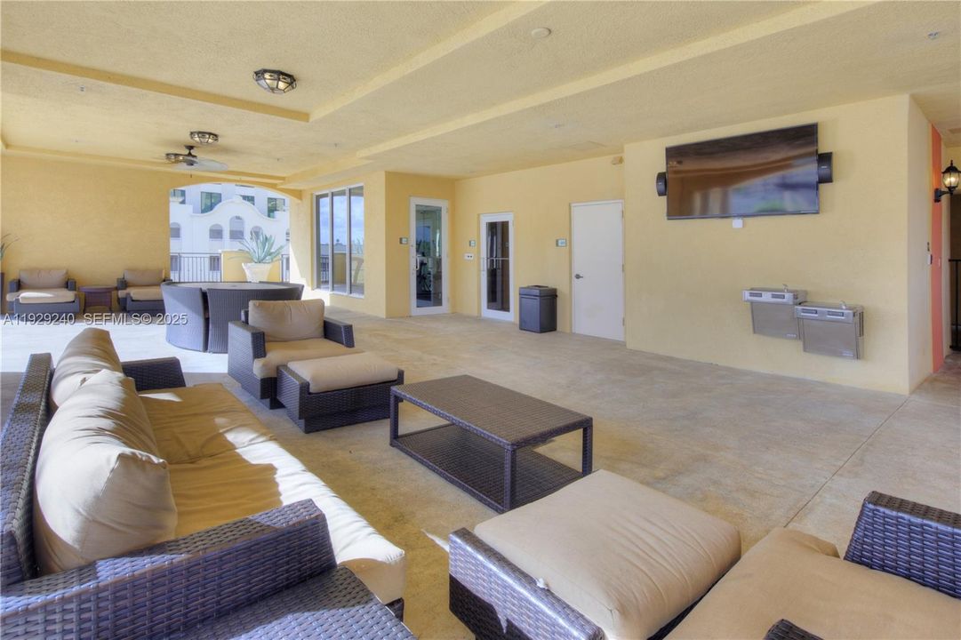 Entertaining area on 6th floor with large TV screen