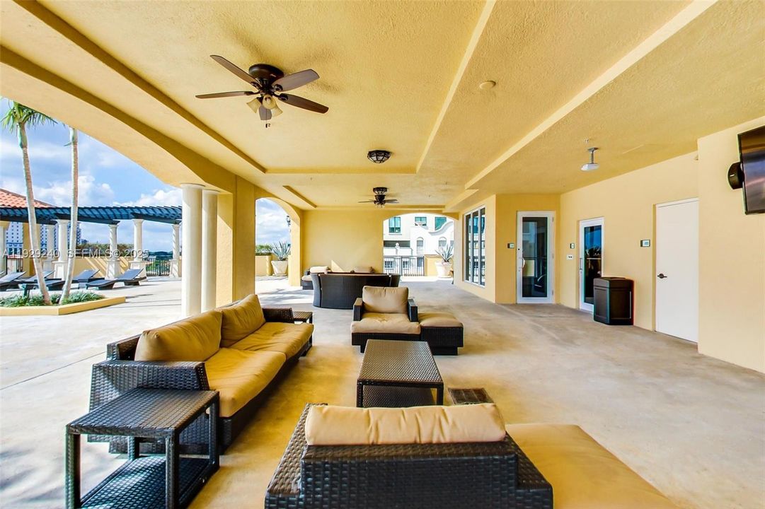 Watching a game by the pool