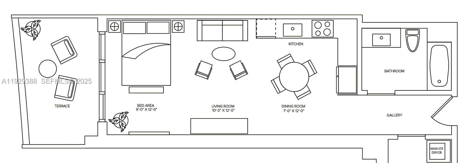 出租: $3,100 (0 贝兹, 1 浴室, 442 平方英尺)
