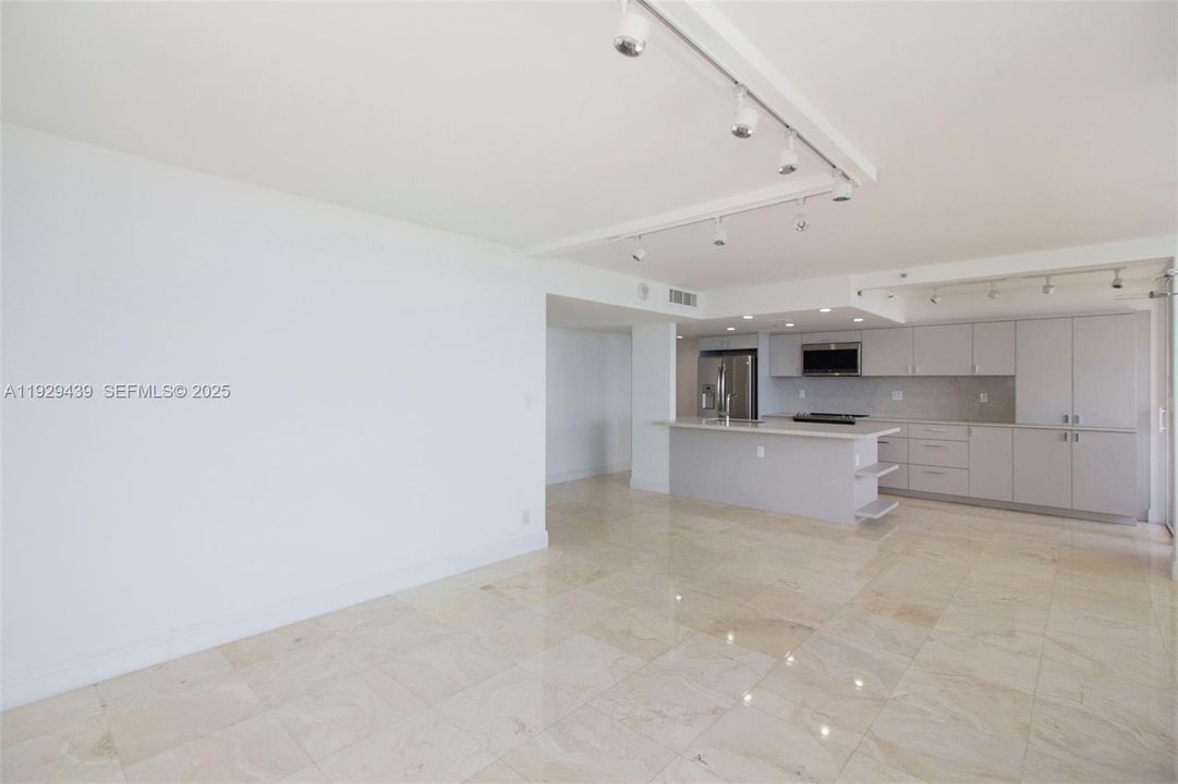 Open kitchen, living area