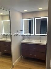 Master bath double sink, led mirrors