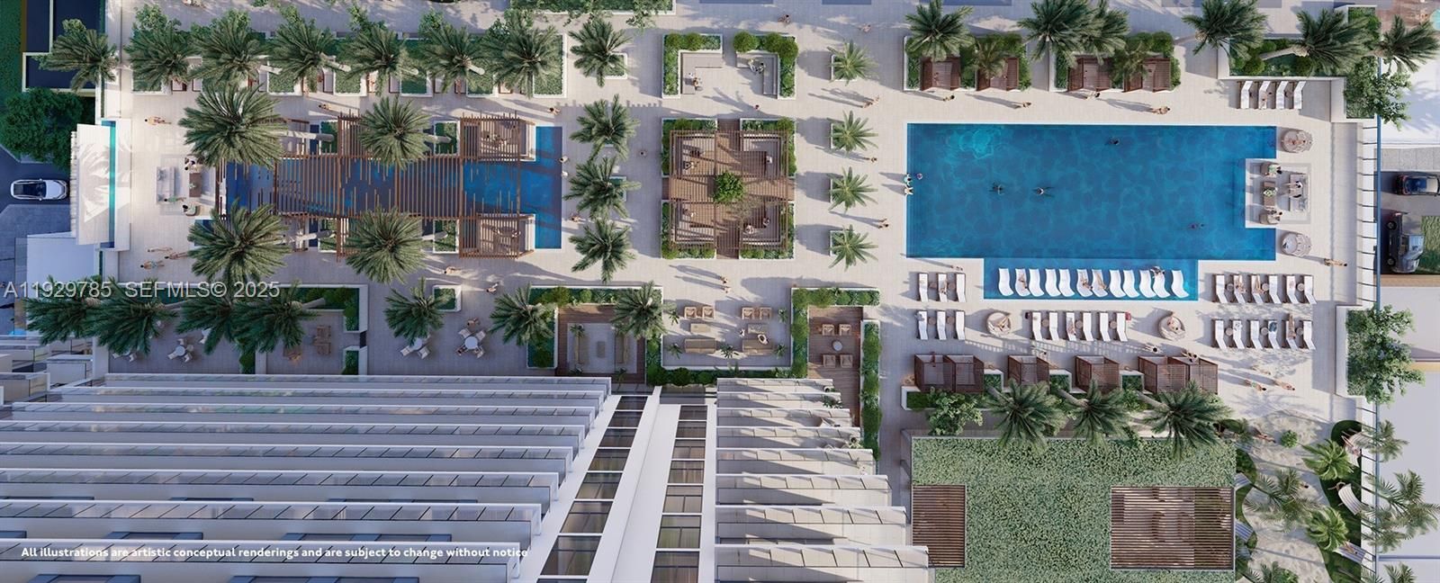The pool and Outdoor Terrace . Heated Pool with Sunshelf, poolside cabanas and chaise lunges and much more