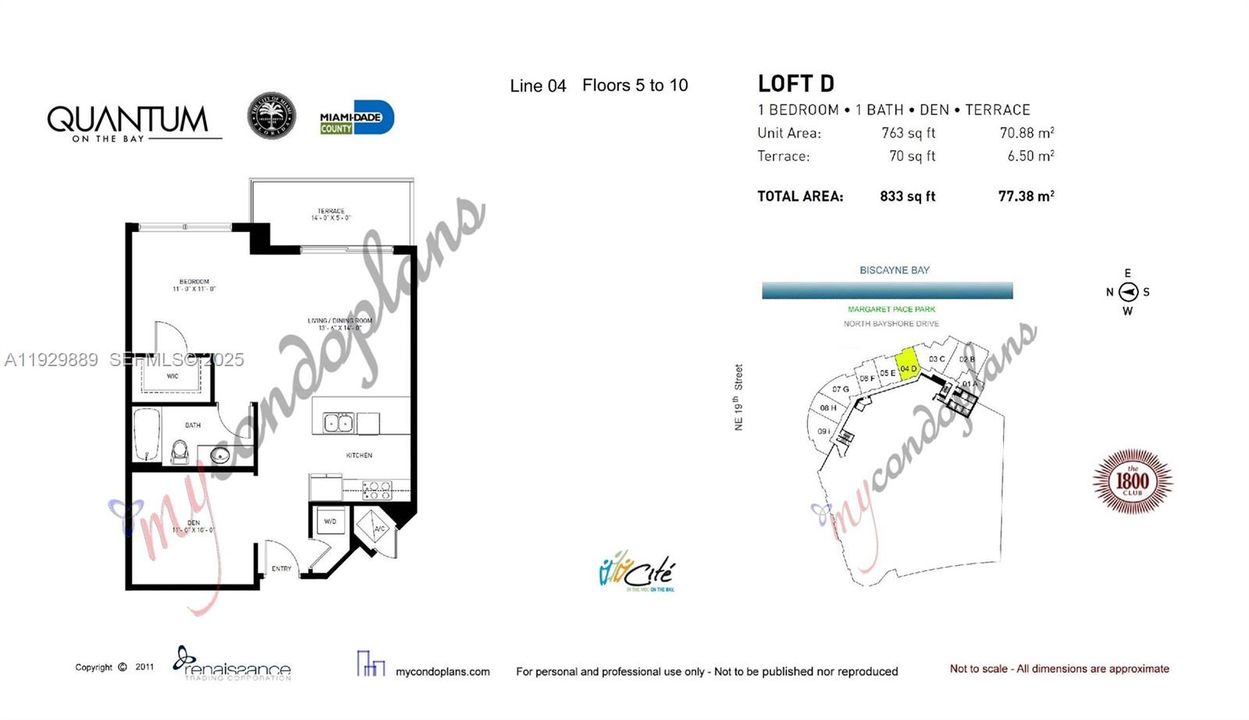 For Sale: $525,000 (1 beds, 1 baths, 763 Square Feet)