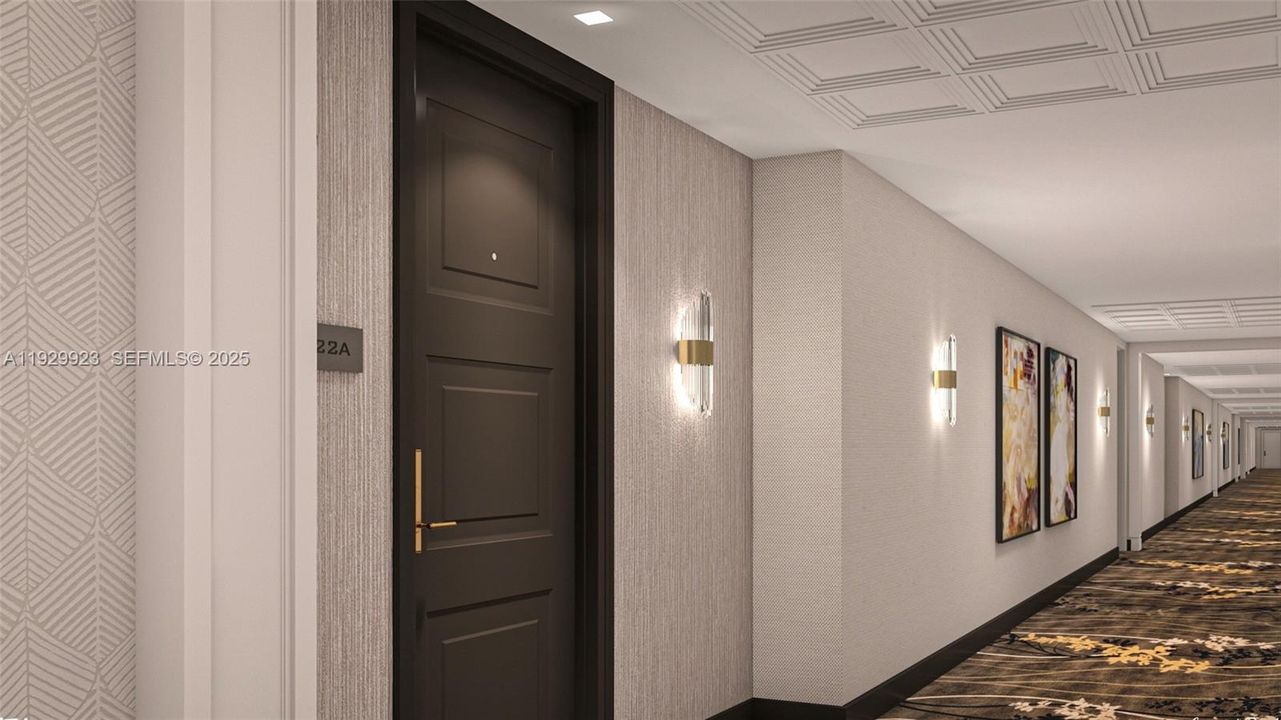 Entrance door, halls, ligthing just done