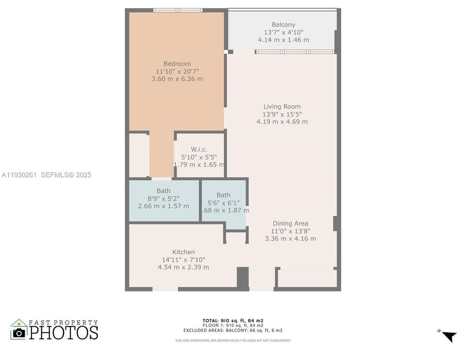 For Sale: $295,000 (1 beds, 1 baths, 910 Square Feet)