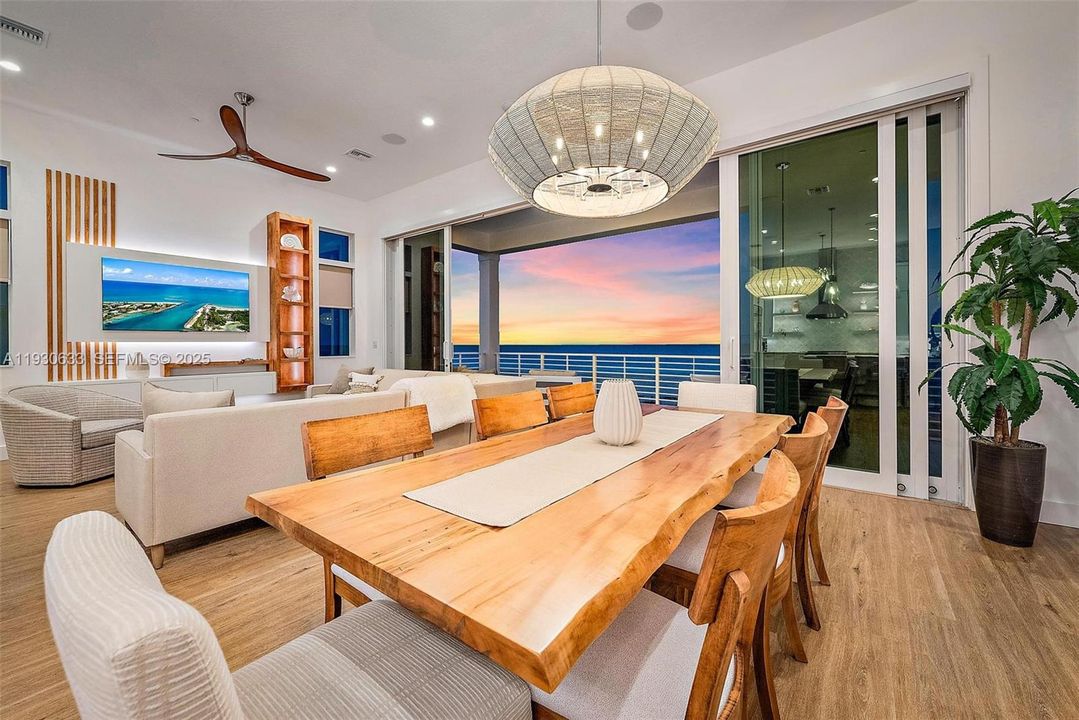 Dining room with sunset views