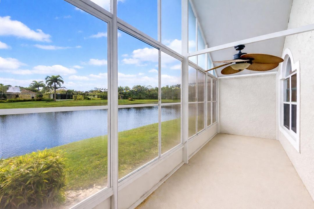 Serene patio with pond view