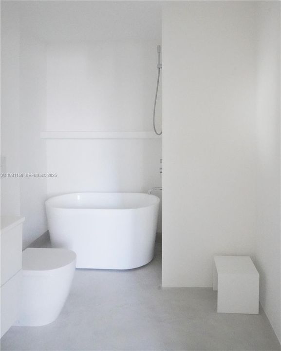 Renovated spa type bathroom.