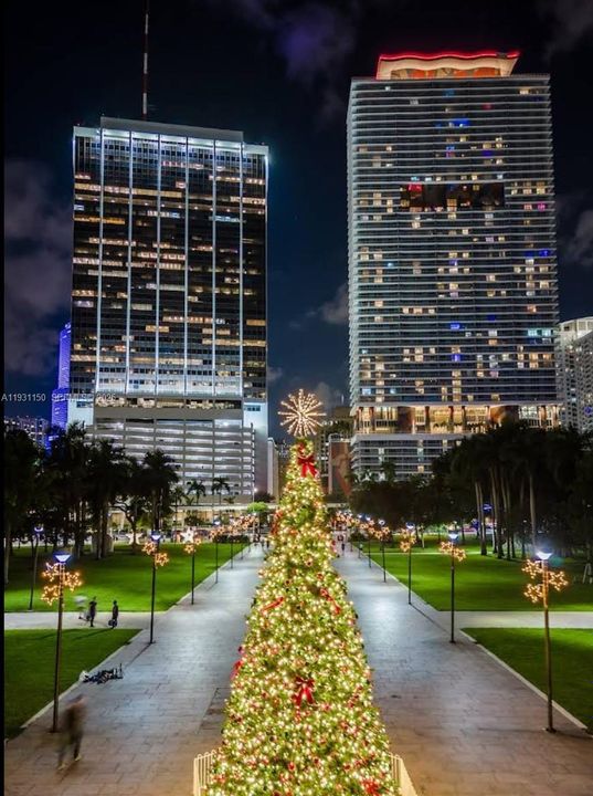 Bayfront Park at night