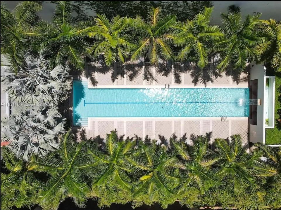 Ground pool, aerial view.