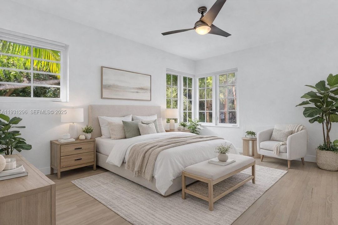 Virtually Rendered furniture and decor of bedroom