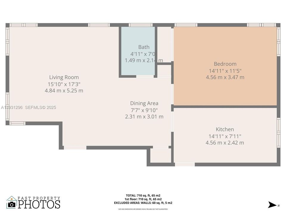 В аренду: $2,895 (1 спален, 1 ванн, 710 Квадратных фут)