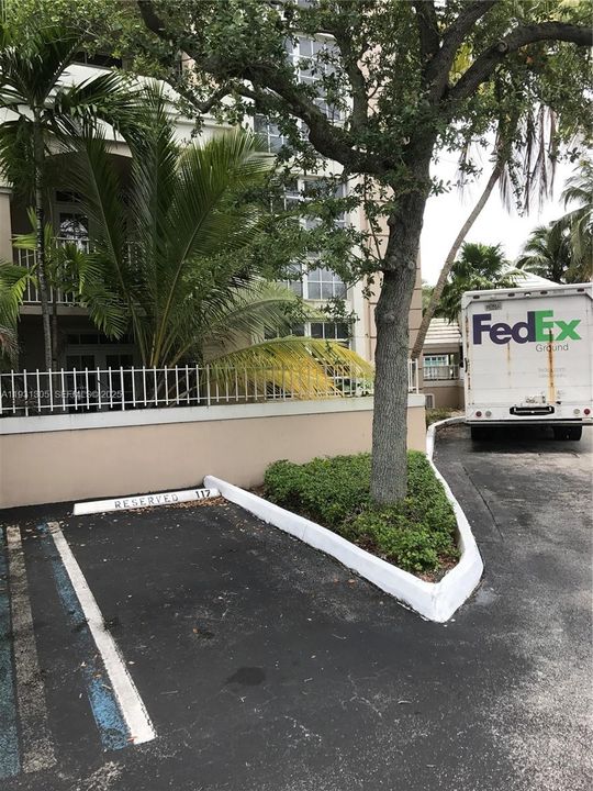 Assigned parking spot at the entrance to the buildng