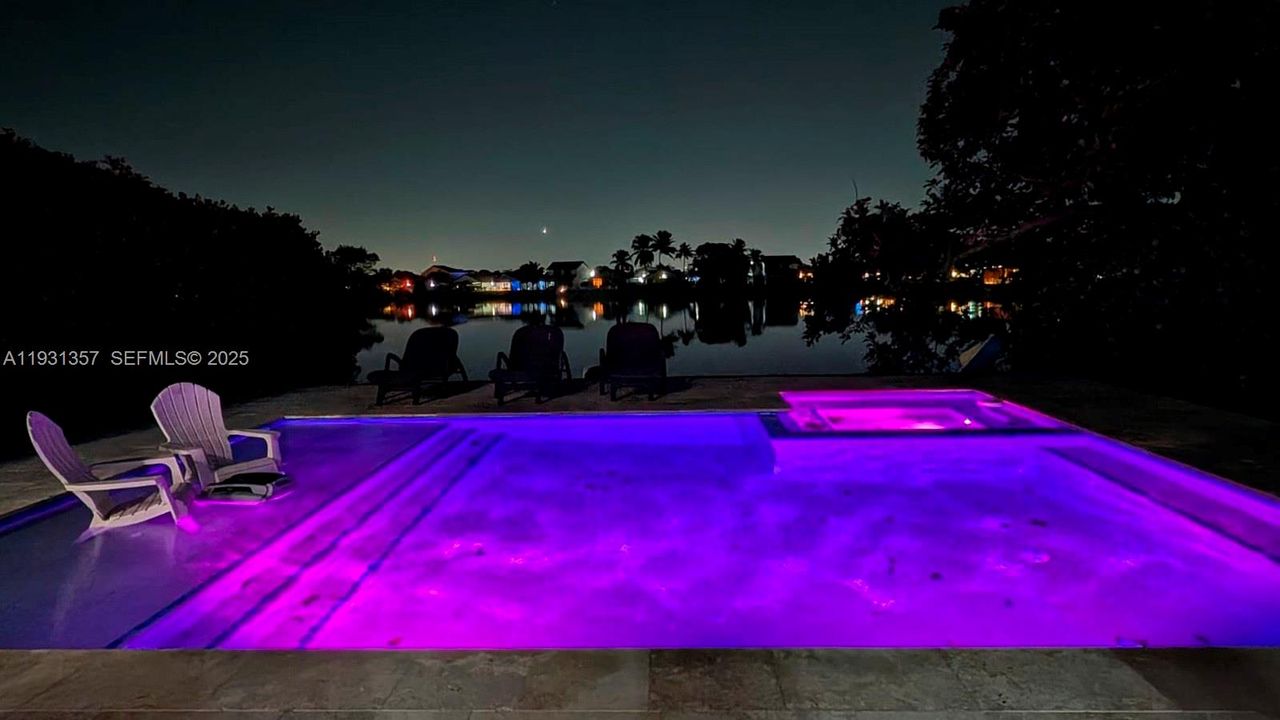 pool lights at night