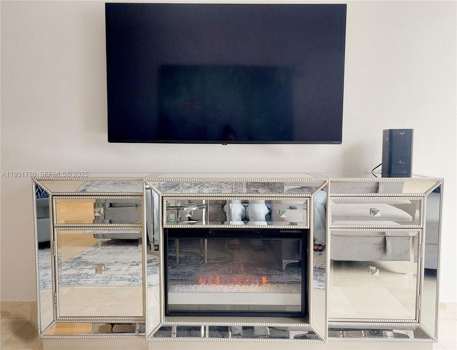 Credenza with electric fireplace