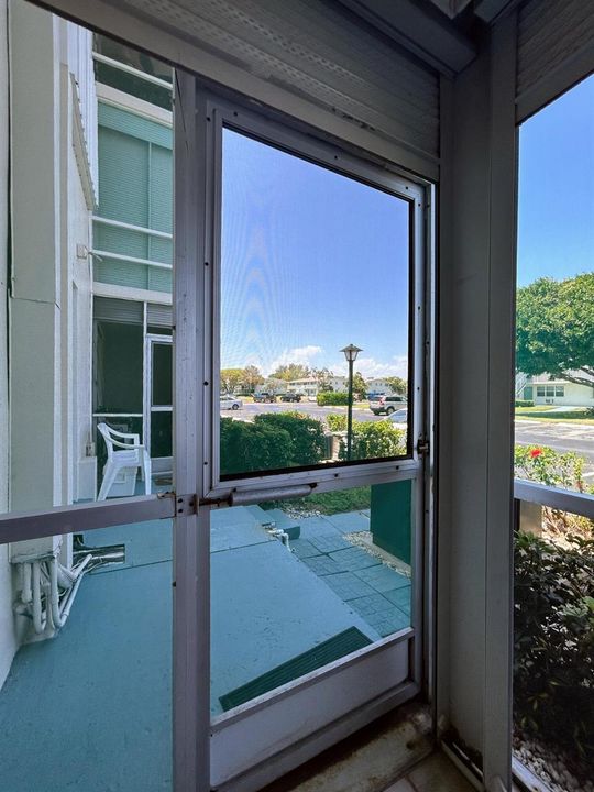 Lanai door to parking spot