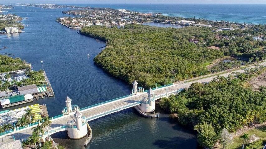 Aerial view of drawbridge