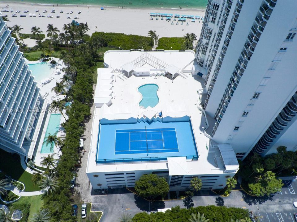 pool and tennis court