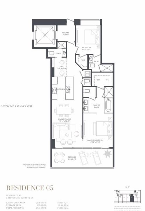 En Renta: $6,200 (2 camas, 3 baños, 1326 Pies cuadrados)
