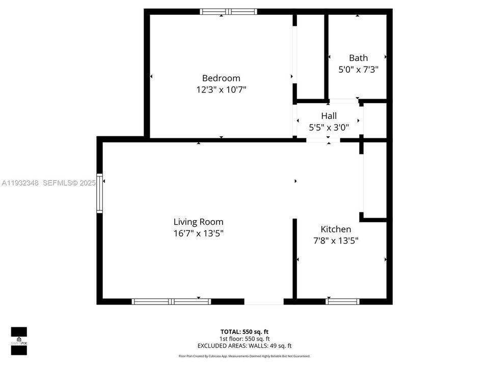 En Renta: $2,300 (1 camas, 1 baños, 600 Pies cuadrados)