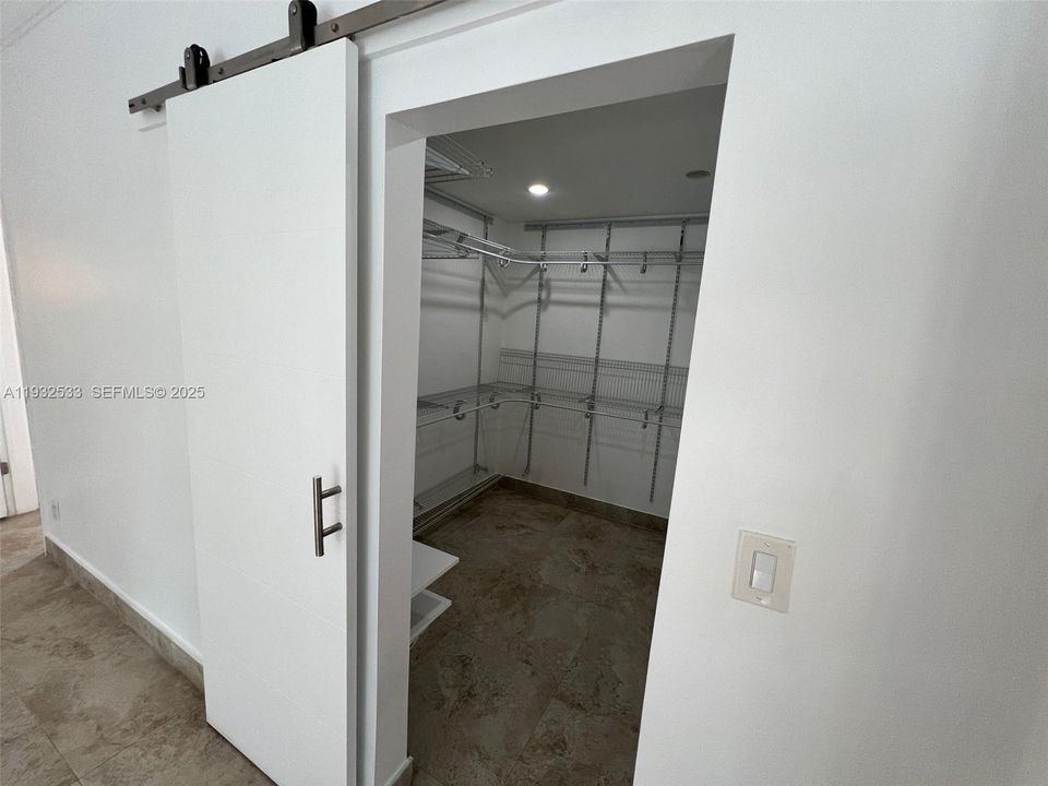 Walk in closet with barn door