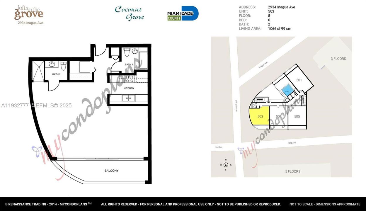 出租: $2,400 (0 贝兹, 2 浴室, 1066 平方英尺)