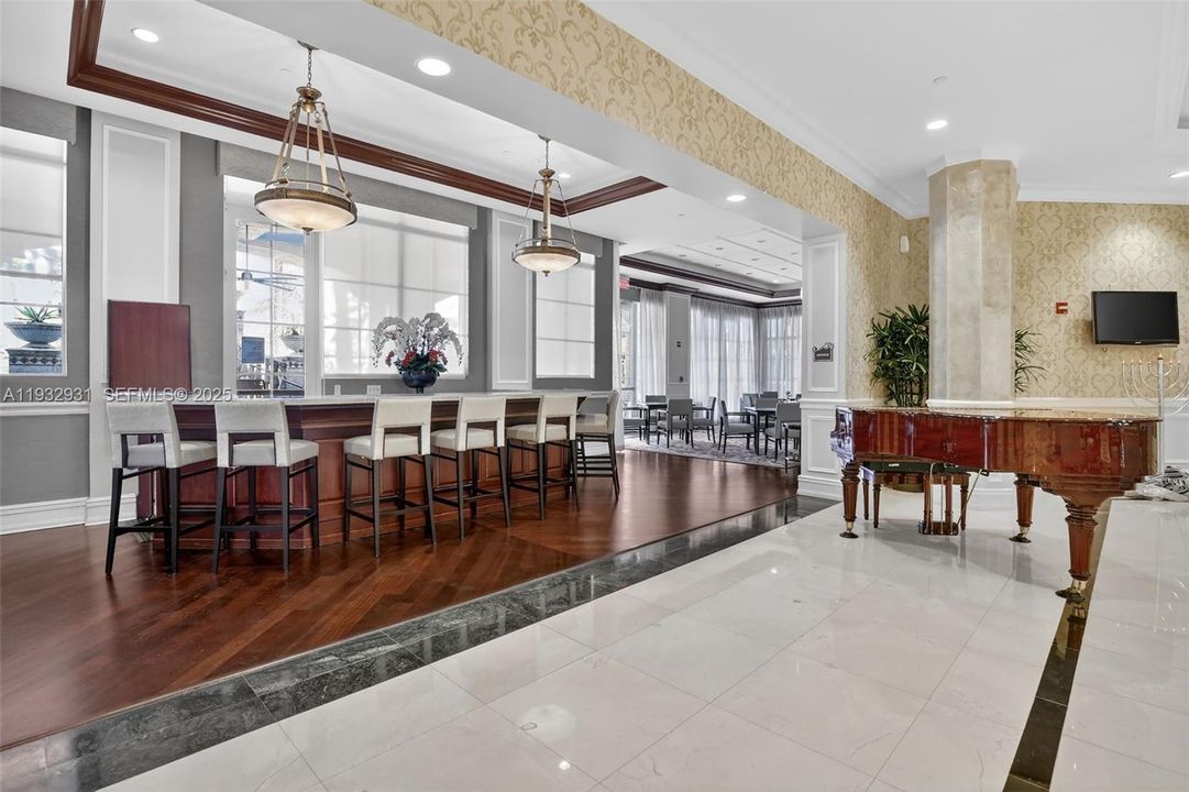 Clubhouse bar area and gathering for social events.